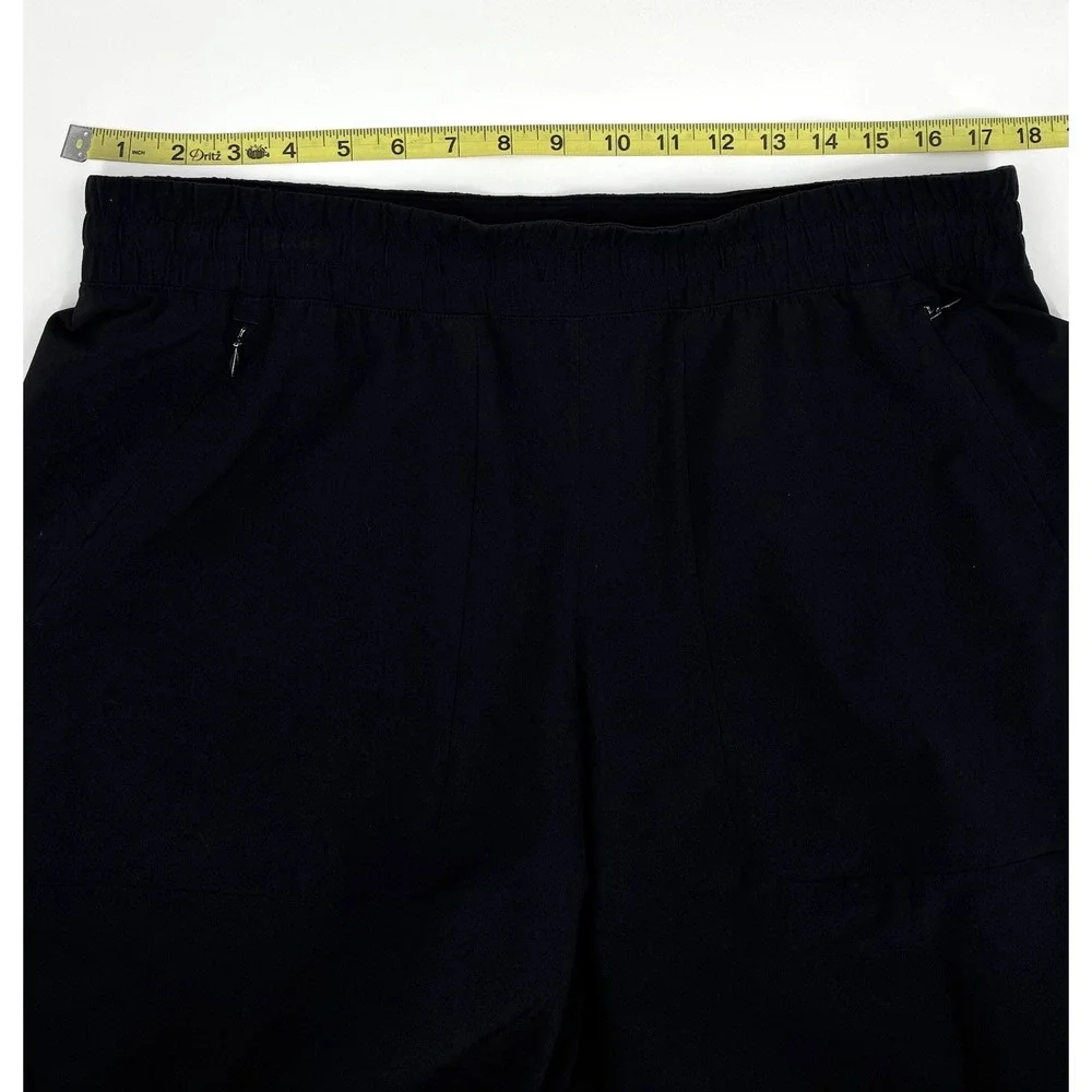 Lululemon Wide Leg Luxtreme Woven Travel Pants 14 Black Elastic Waist‎ Pockets